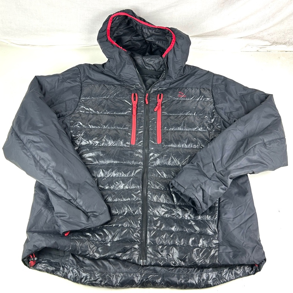L.L.Bean Men's Down Jacket Sz Large Black Min 80% Down Fill Downtek Hooded